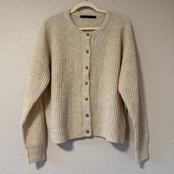 NWOT Jenni Kayne Hayes Cardigan Sand M Neutral Chunky Knit Minimalist - Picture 5 of 9